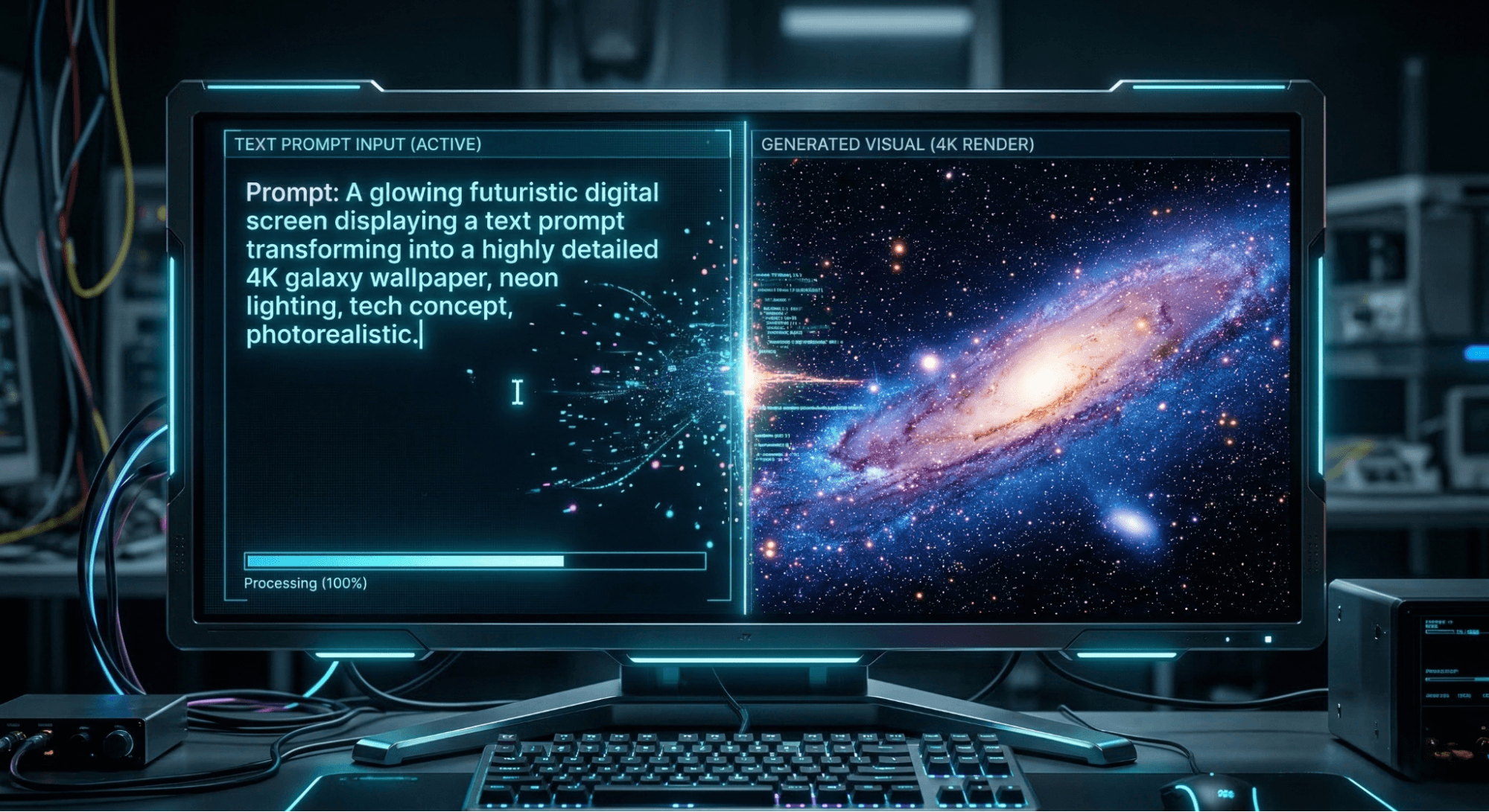 AI wallpaper generator converting text prompts into 4K AI-generated backgrounds
